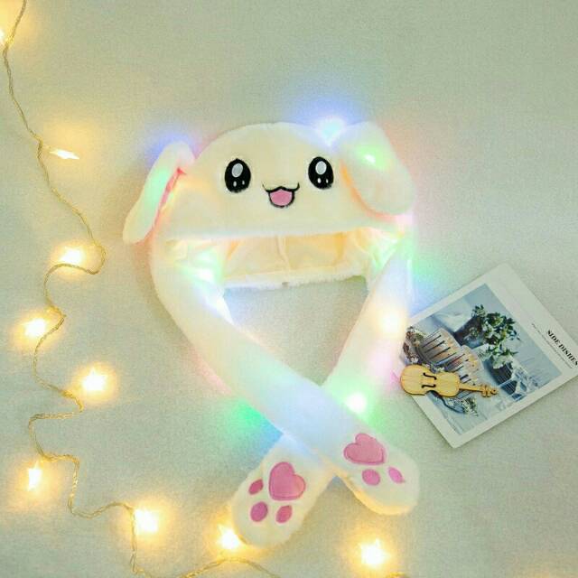 Big SALE Rabbit hat with light led/Topi tik tok kelinci lampu led barang impor