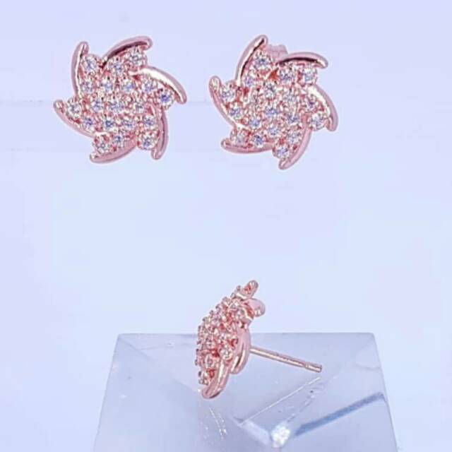 Replika anting berlian  kipas lapis mas 18k,awet, tahan lama,gak berkarat