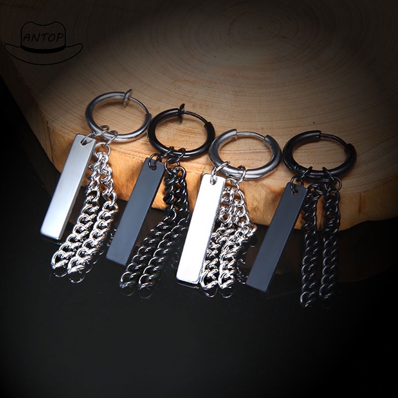 Geometris Rantai Telinga Hoop Anting-Anting Korea Hip Hop Punk Perhiasan Pria Wanita Pesona Anting Fashion Aksesoris ANTOP