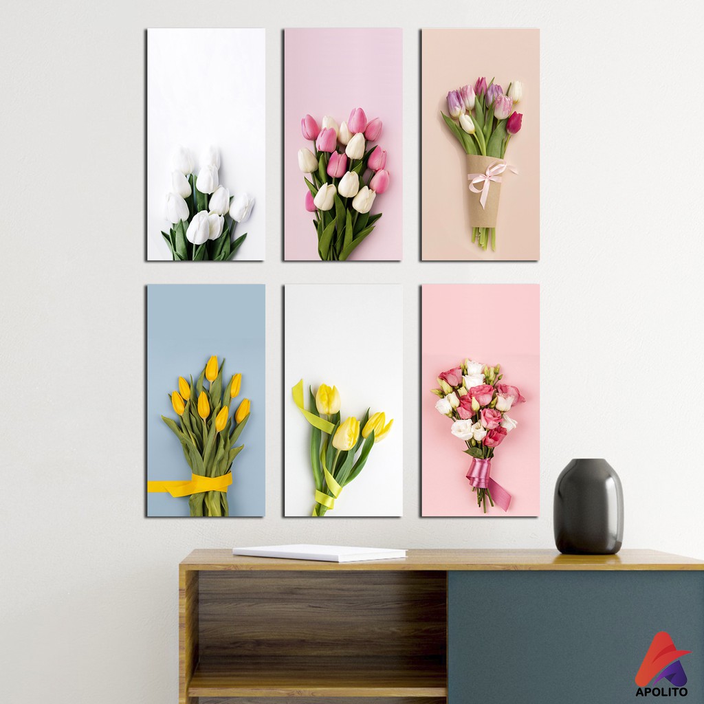 HIASAN DINDING BUNGA WALL DECOR BUKET (10x20cm) PAJANGAN KAYU BUNGA POSTER KAYU HIASAN DINDING KAMAR