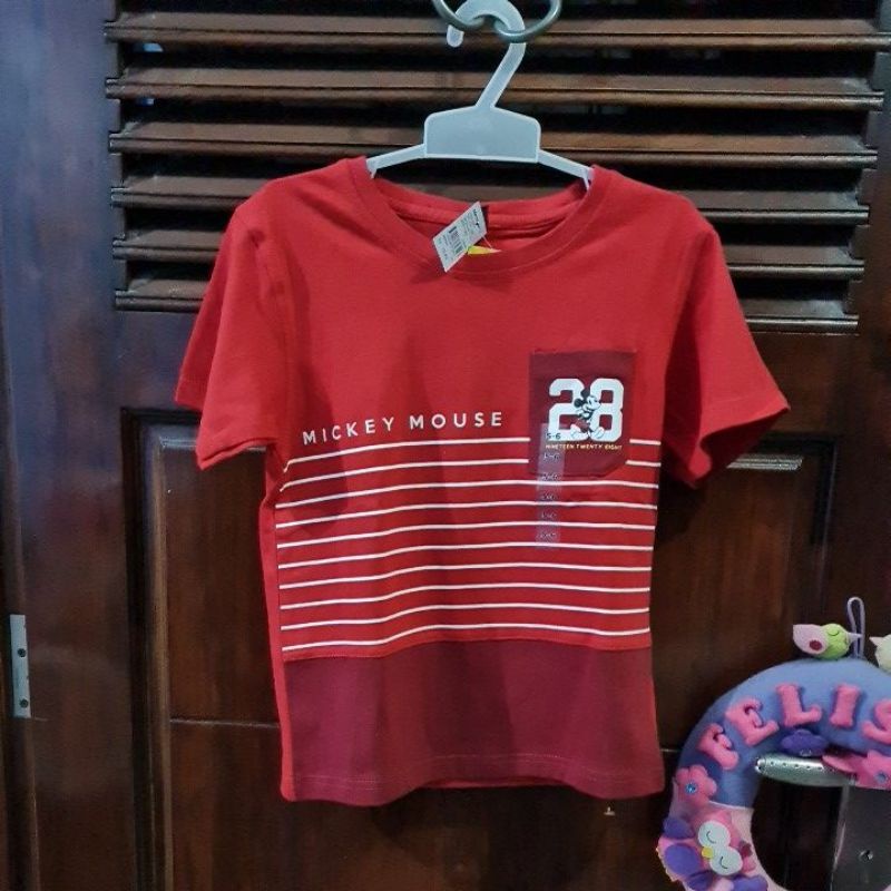 Disney-Nevada, Pakaian Anak Laki-Laki,  Kaos Anak, Size 5-6, LD = 35 cm, Warna Merah (Sesuai Gambar)