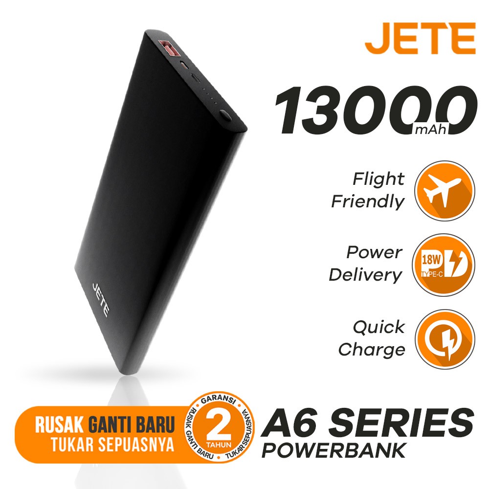 Powerbank 13000 0MaH QC 3.0 with PD - JETE A6 - Garansi Resmi  25 Bulan