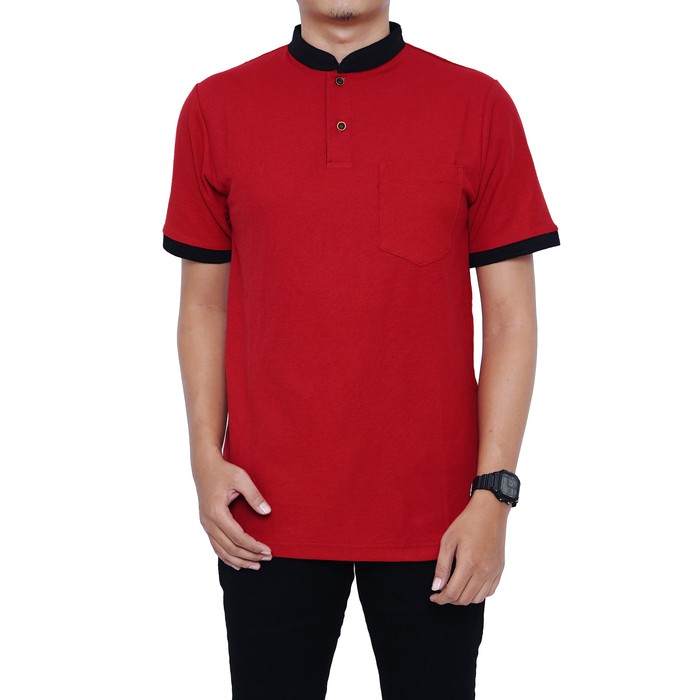 Kaos Polo Pria Kerah shanghai Polo Shirt Shanghai Pria Casual Distro - L, Putih