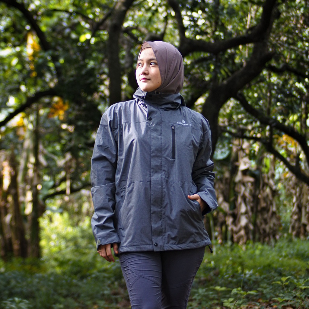 Greenforest Bunaken Jaket Gunung Waterproof Inner Polar Pria dan Wanita-Abu Tua