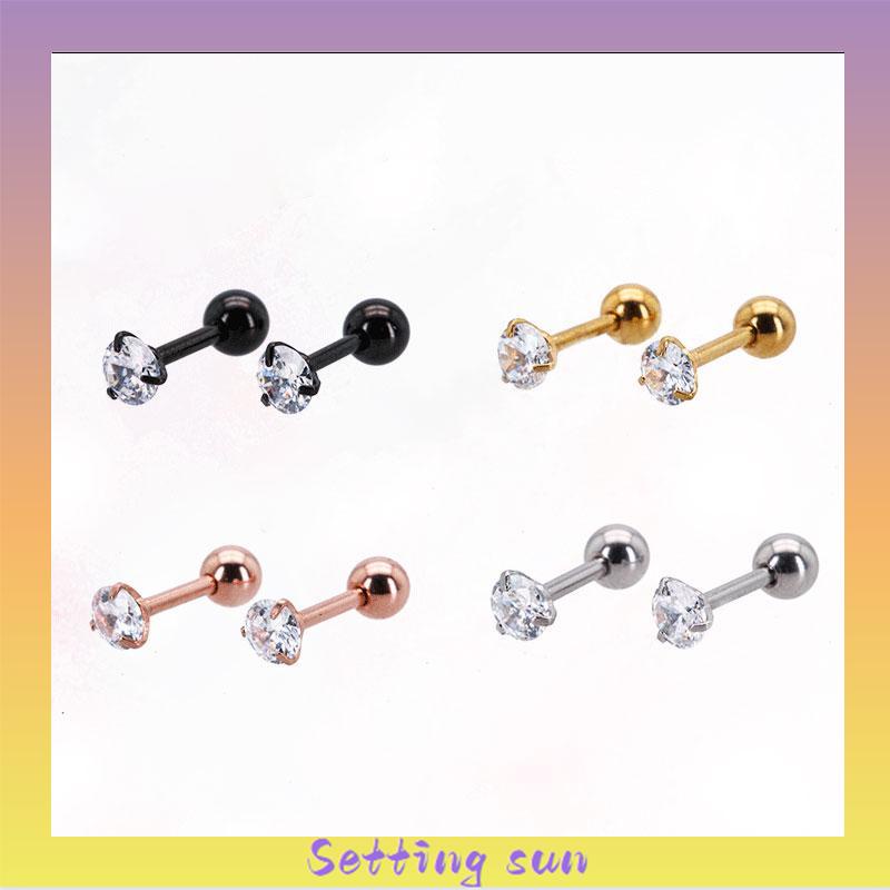 3 Cakar Kartilago Tujuan Ganda Anting-anting Stainless Steel Tragus Anting Fashion 1 Stud TN