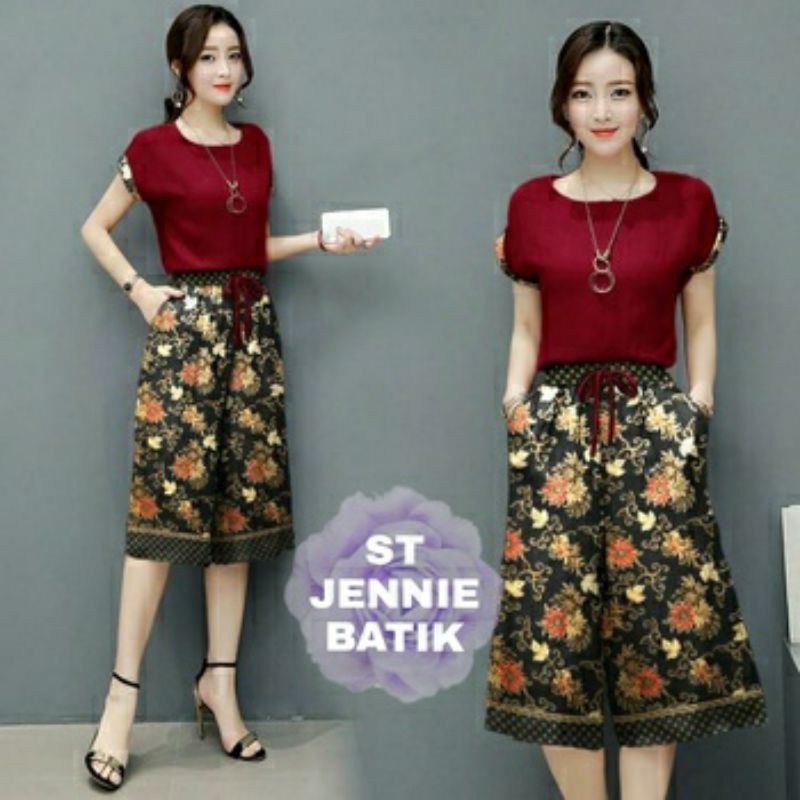 ELONAFASHION /ST JENNIE BATIK/SETELAN HARIAN WANITA/ATASAN BAWAHAN PREMIUM QUALITY/BESTSELLER