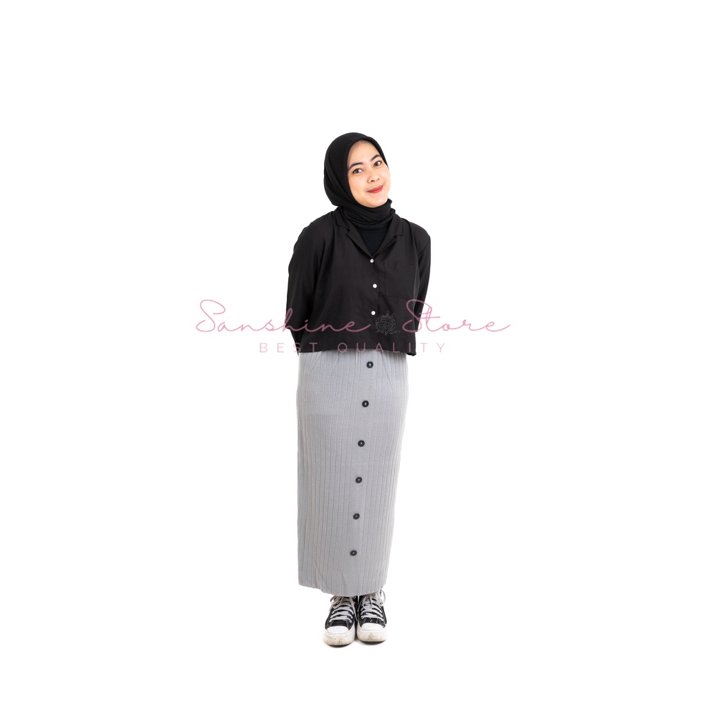 Rok Rajut kancing Premium, Rok Span Knit Tebal Premium, Rok Span Panjang, Knit Skirt