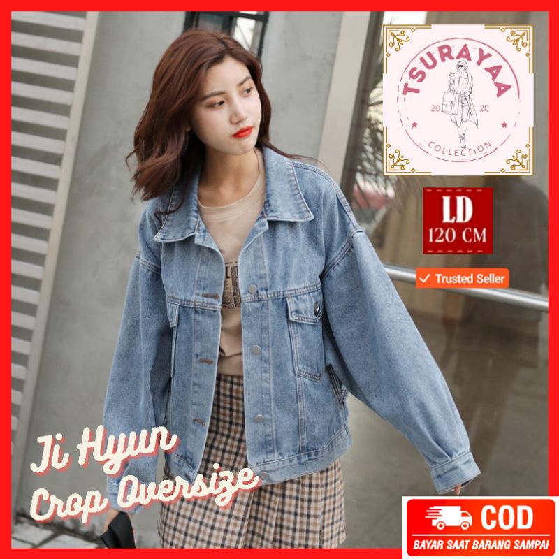 Jaket Jeans Oversize Wanita Crop Kekinian Style Balon Biondy Exo Snow Vintage Zilva