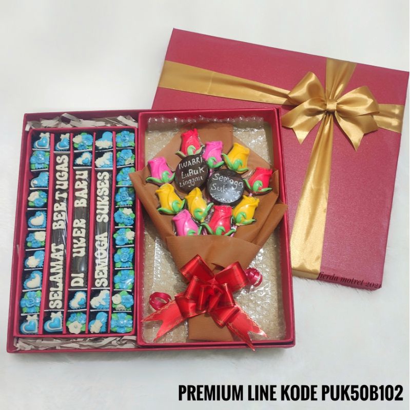 

Coklat Box premium line Puk50102 - buket mawar cokelat dan sekat huruf hadiah istimewa mewah