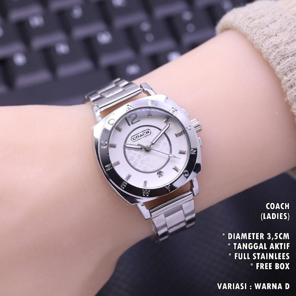 JAM TANGAN WANITA FASHION RANTAI BODY BULAT TANGGAL AKTIF