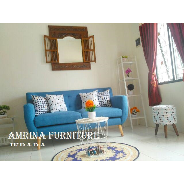 kursi tamu sofa dan stool dan meja, furniture mebel jepara