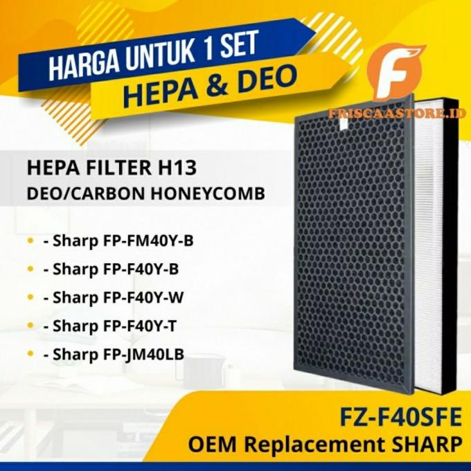 Aksesoris Elektronik Pendingin Ruangan Oem Hepa Filter Sharp Fz-F40Sfe / Hepa + Active Carbon