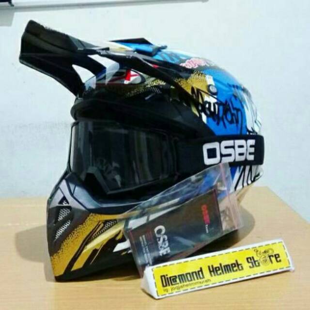 Jual Paket Helm Cross Jpx Respect Gold Black Blue Goggle Osbe Black Shopee Indonesia