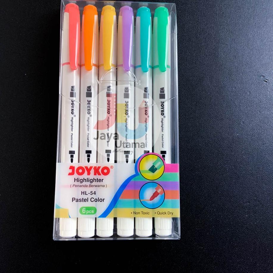 

CSJj8J3--Joyko Highlighter Set 6 Warna Pastel HL 54