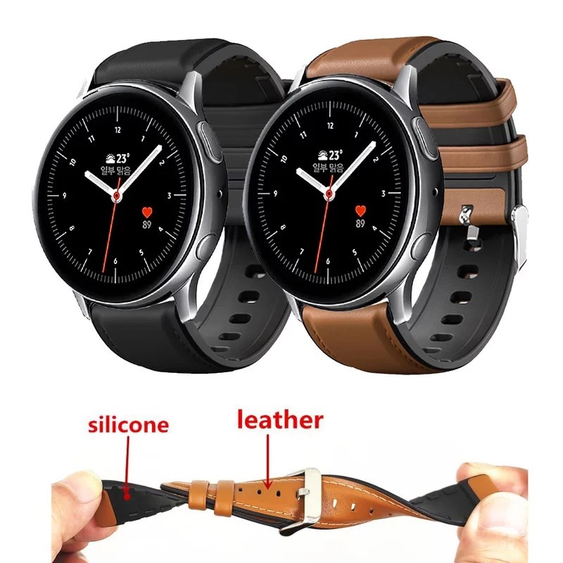 STRAP TALI JAM TANGAN - KULIT STYLE LEATHER RUBBER - FOR SAMSUNG GALAXY ACTIVE 1 2 WATCH