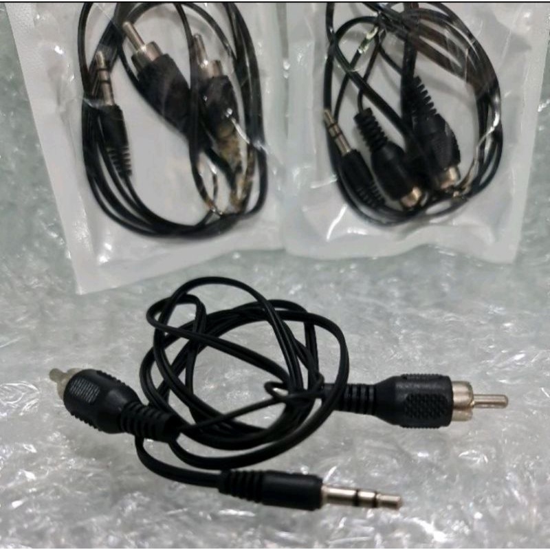 Kabel 2 RCA To jack mini stereo Kabel Aux 2 in 1 kabel audio HP ke speaker