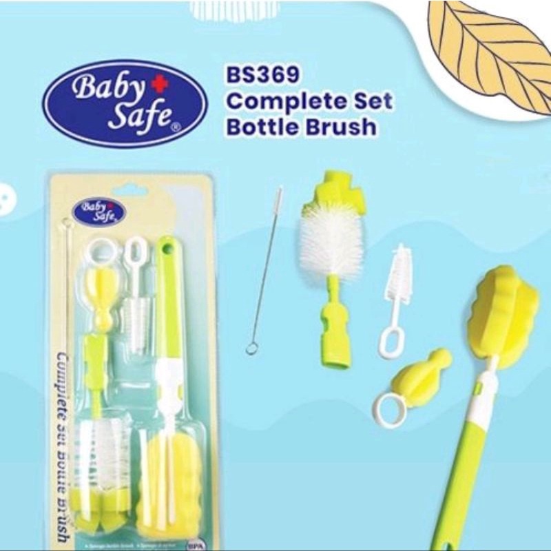 Baby Safe Complete Set Bottle Brush Sikat Botol Set BS369 - Penyikat Botol Susu Bayi