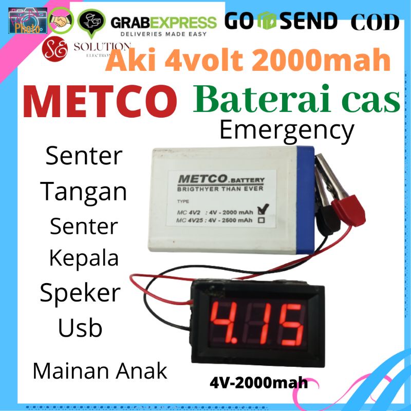_Adudushop Baterai Aki Kering 4 Volt 2000Mah Aki Kering Accu 4V 2000Mah Emergency Senter