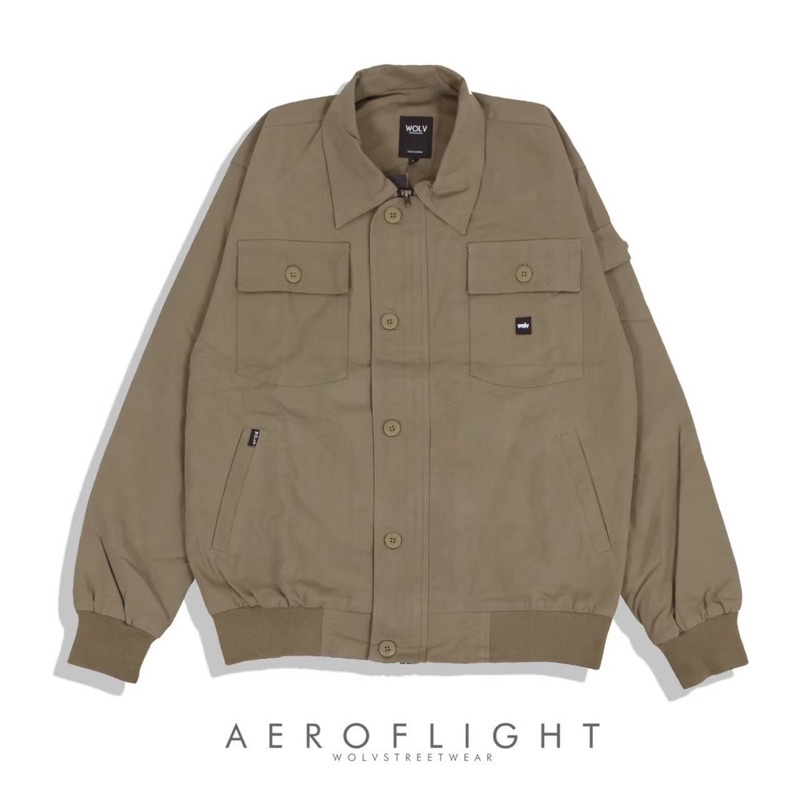 ORIGINAL WOLV Jaket Aero Jaket Bomber Jaket Pilot Khaki