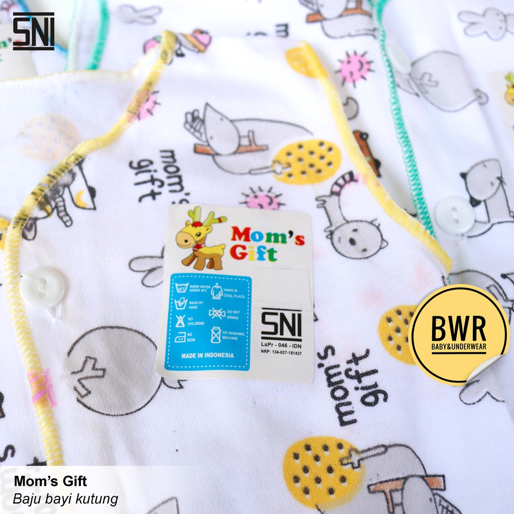 [ 3pc ] Baju Bayi MOMS GIFT KUTUNG Putih / Perlengkapan Pakaian Bayi Baju Kancing | Bwr IX