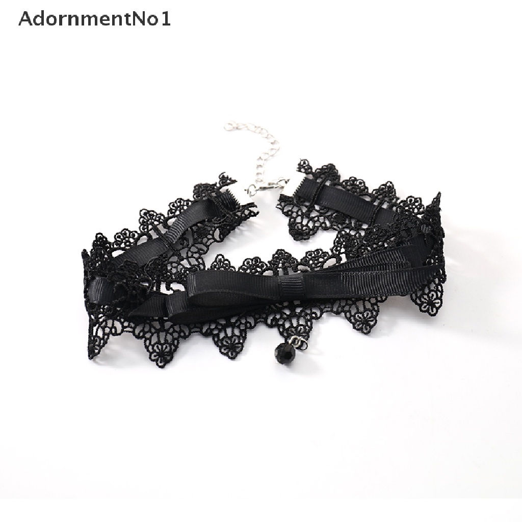 (AdornmentNo1) Kalung Choker Lace Gaya Korea / Harajuku Aksen Simpul Pita Untuk Perhiasan Wanita