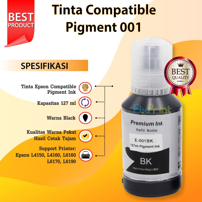 Tinta Epson Compatible 001 Printer L4150 L4160 L6160 L6170 L6190