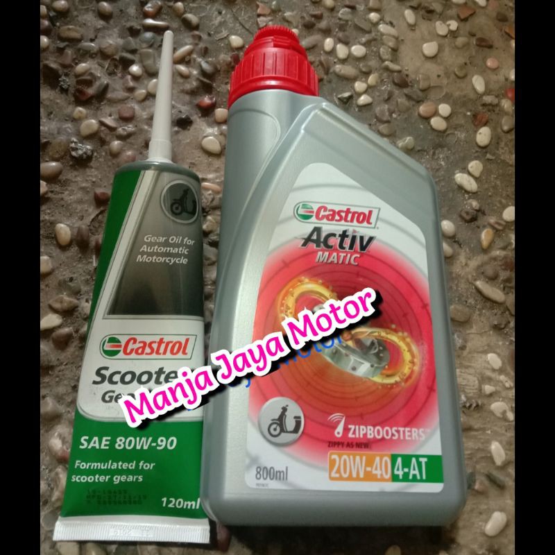 Paket oli castrol active matic 800ml + gardan castrol 120ml for vario 110/fino/mio sporty/smile/beat