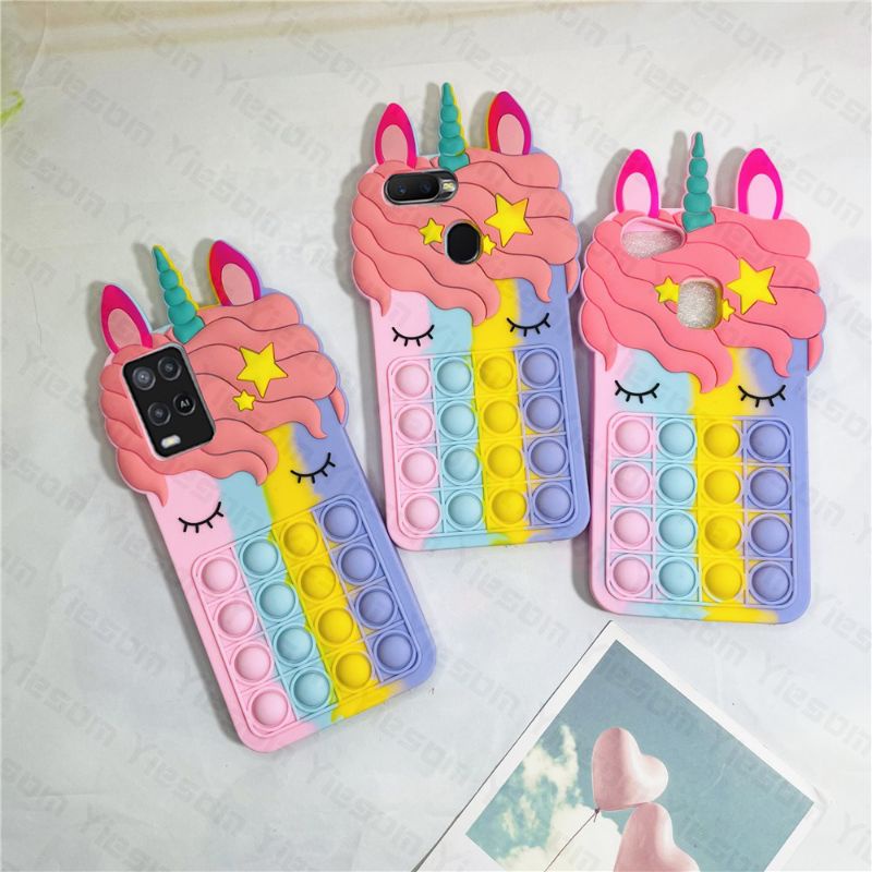 CASE OPPO A5S A3S A7 A11K F9 A15 A54 4g CASING POP IT POLOS UNICORN