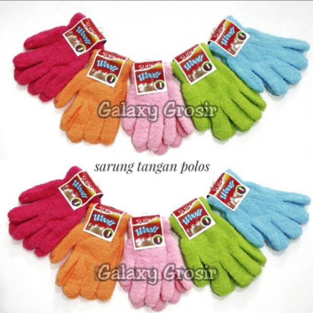 Sarung tangan handuk bulu polos wanita