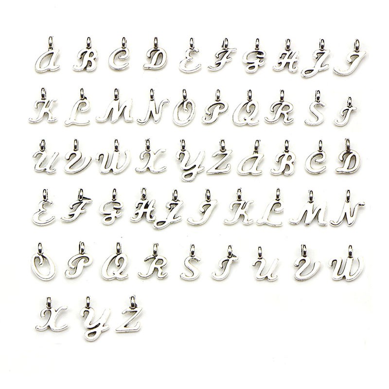 Hbid Glory 52Pcs / Set Liontin Silver Tibet Bentuk 26 Huruf A-Z Untuk DIY Perhiasan