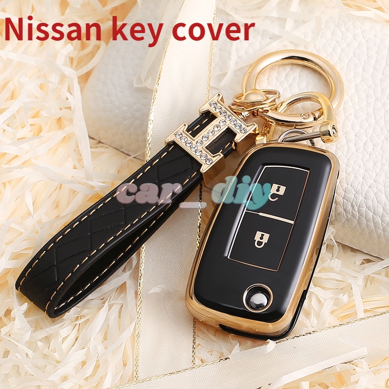 Casing Kunci Remote Mobil Bahan TPU Lembut 2 Tombol Dengan Gantungan Kunci Untuk Nissan Qashqai J11 X-Trail Juke Micra Murano Tiida Maxima
