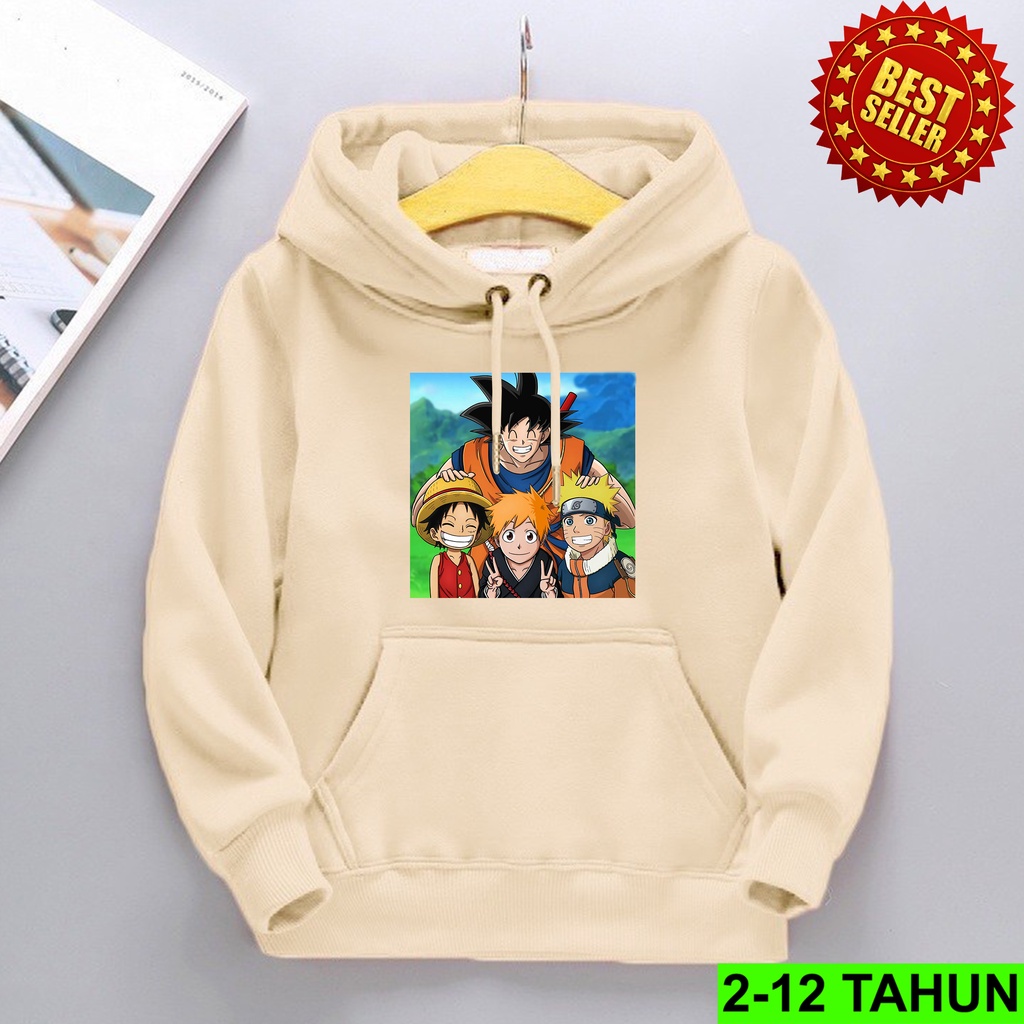 Hoodie GOKU Anak Laki Laki Perempuan  / Hodie Balita Naruto Usia 2-12 Jaket Bocil Cewek cowok  Sweater Luffy One Piece