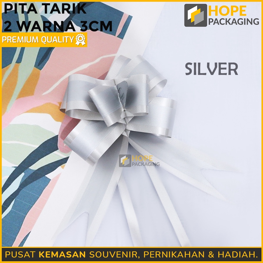 [ISI 10 pcs] Pita Tarik 2 Warna  3 cm / Pita  List Kado Bingkisan Hampers Bunga Souvenir Parcel