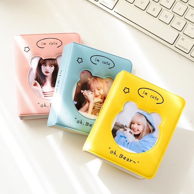 Ins Cute Bear 3inch Album Foto Koleksi Photocard Book Card Holder Untuk Foto Kartu Lomo Oh Little Bear Mini Collect Book