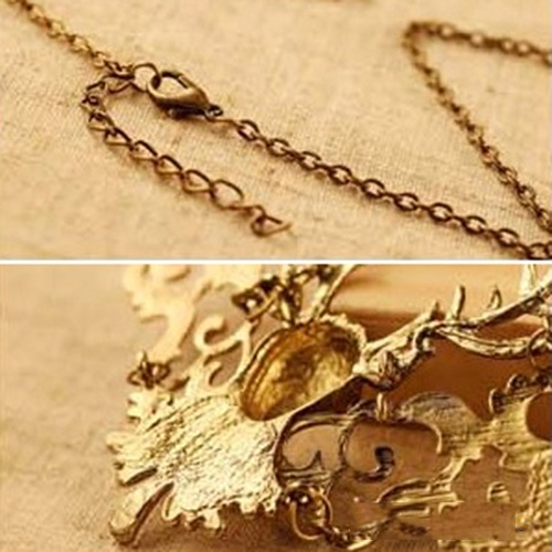 Hu Hu Hu Hu Hu Alat Bantu Pasang Kacamata♡ Kalung Wanita Liontin Bahan Alloy Desain Kepala Rusa Hollow Gaya Retro Untuk Hadiah