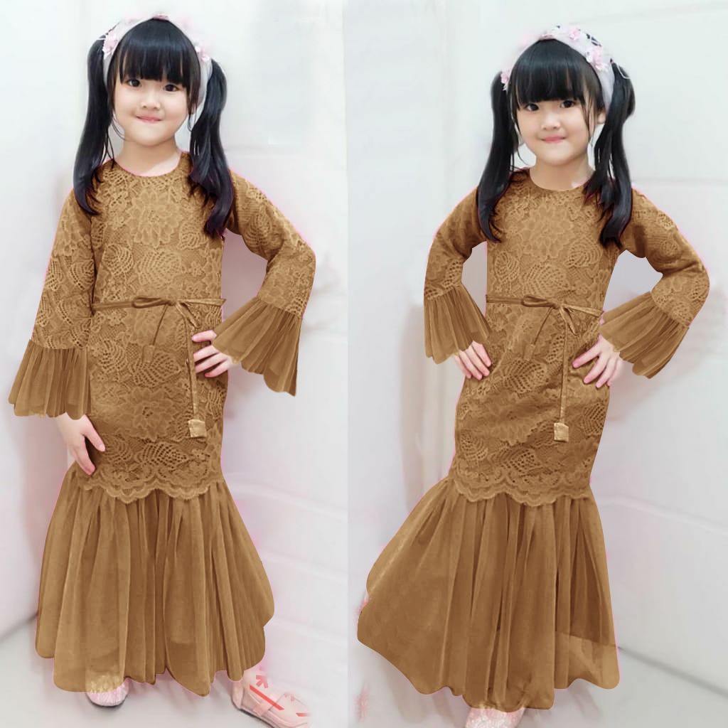 Kid Zarky Baju Gamis Full Brukat Anak Perempuan Tanggung Usia 3-12 Tahun Premium