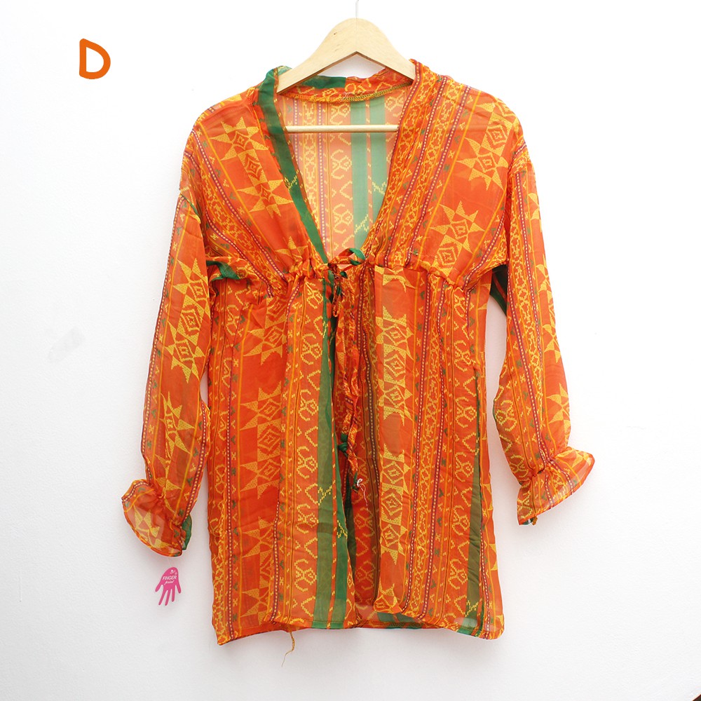 JakartaFashion - cardigan kerut outter bohemian etnic kardigan tali lengan panjang bahan adem batik