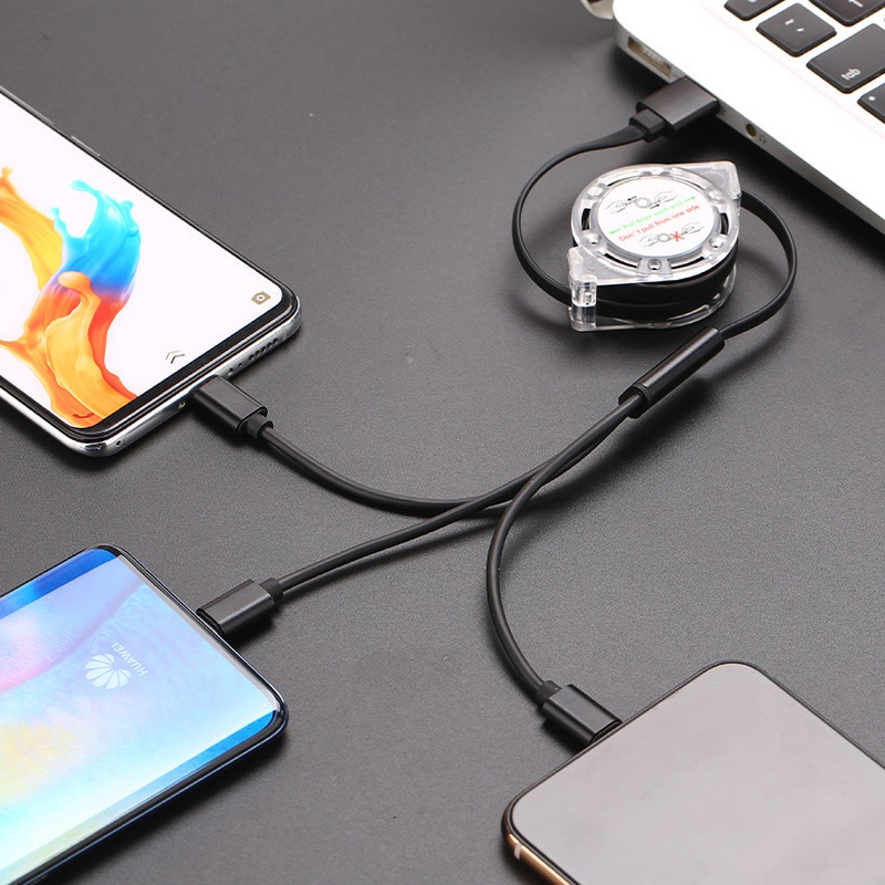 (3 In 1 Kabel Data / Charger Micro Usb / Type C Universal Untuk Apple Iphone / Android