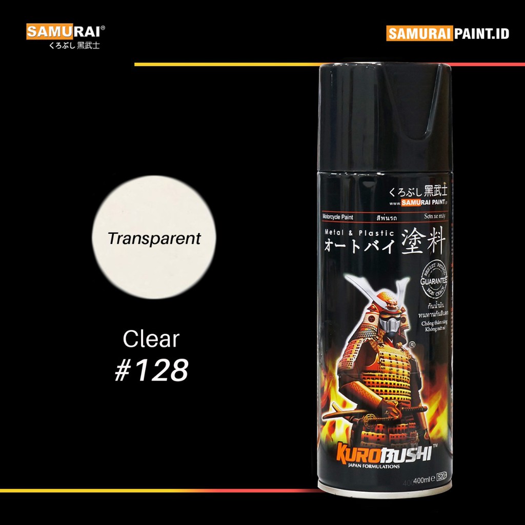 Samurai Paint Clear #128 ( isi 400ml &amp; warna bening / transparan ) clear gloosy 1k samuraipaint.id