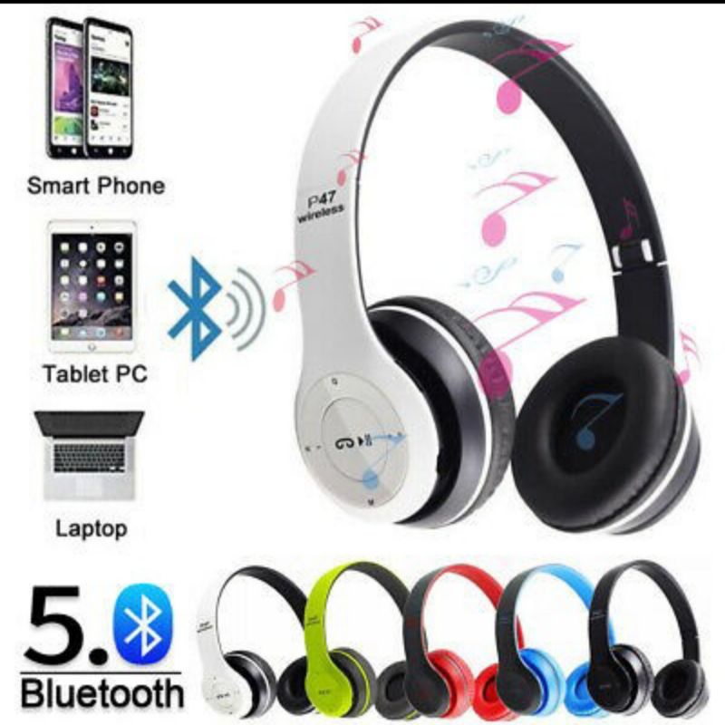 P47 Headseat Bluetooth wireless/Headphones Bluetooth P47-putih