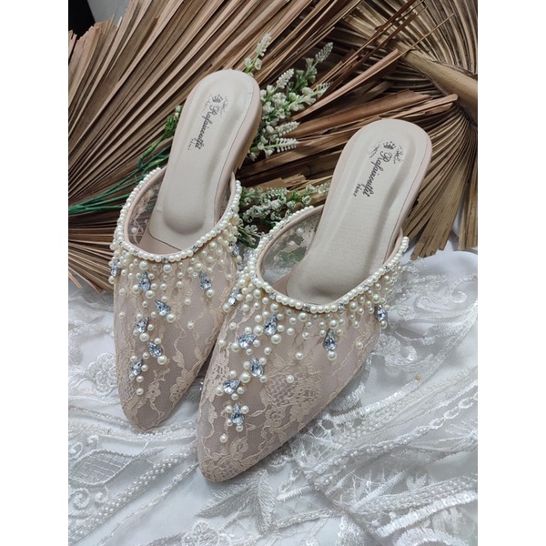 Rafaizoutfit flatshoes sintya cream wedding cantik