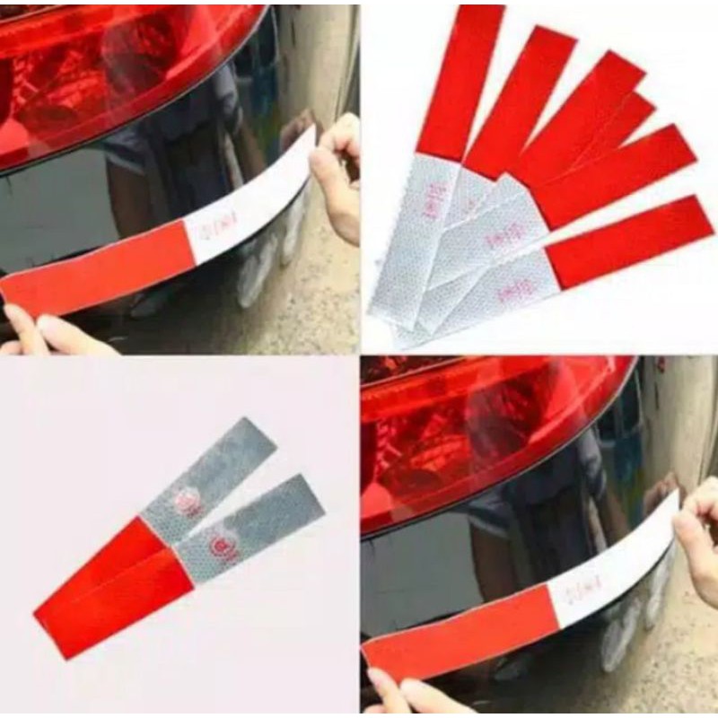 

Stiker Reflector Pemantul Cahaya Malam Hari Reflective Warning Sign Merah