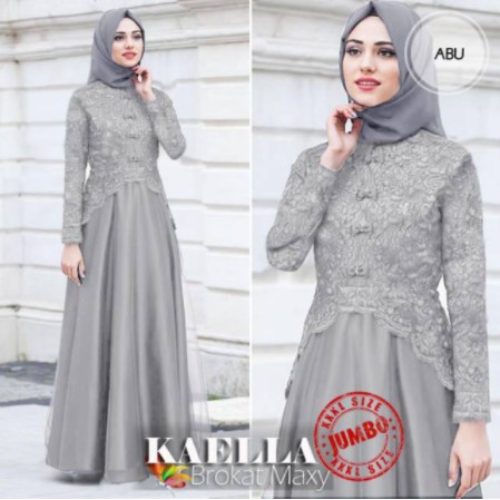 Baju Gamis Wanita Brukat Jumbo Terbaru 2022 Pesta Model Kekinian Trendy Bahan Brokat Corneli Kondang