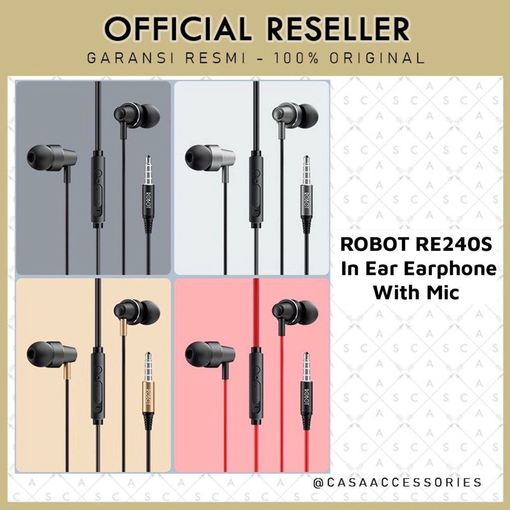 Robot RE240S in Ear Earphone Bass with Mic Metal Housing (new RE240)