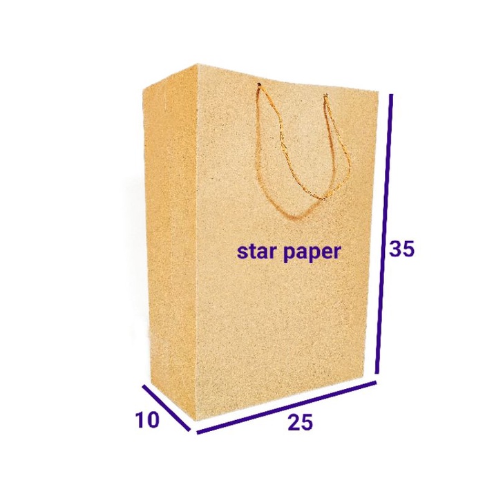 

Tas kertas coklat polos paper bag Uk 25x35 murah # tali random/sembur/kur # tali rami