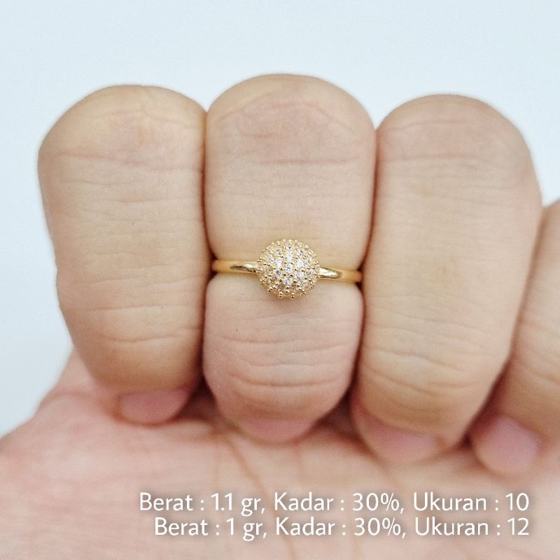 Cincin Emas Ukuran Ring Size 10 Kadar 30% (6K) - M3