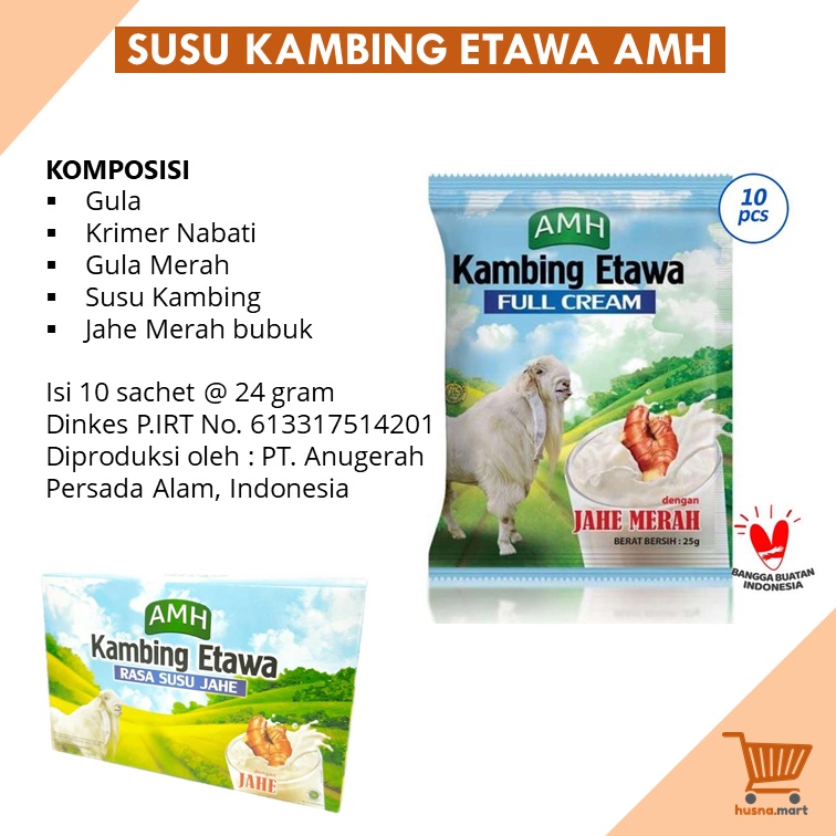 AMH Susu Kambing Etawa Original Plus Jahe Merah Asli isi 10 Sachet