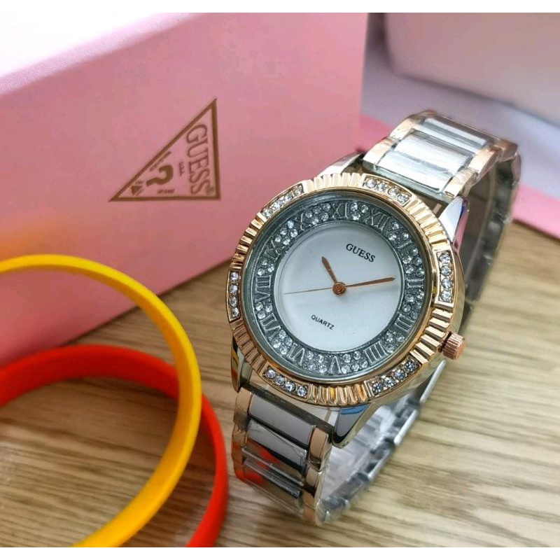 Jam Tangan Wanita Jam Tangan Terlaris Rantai Free Box &amp; Baterai