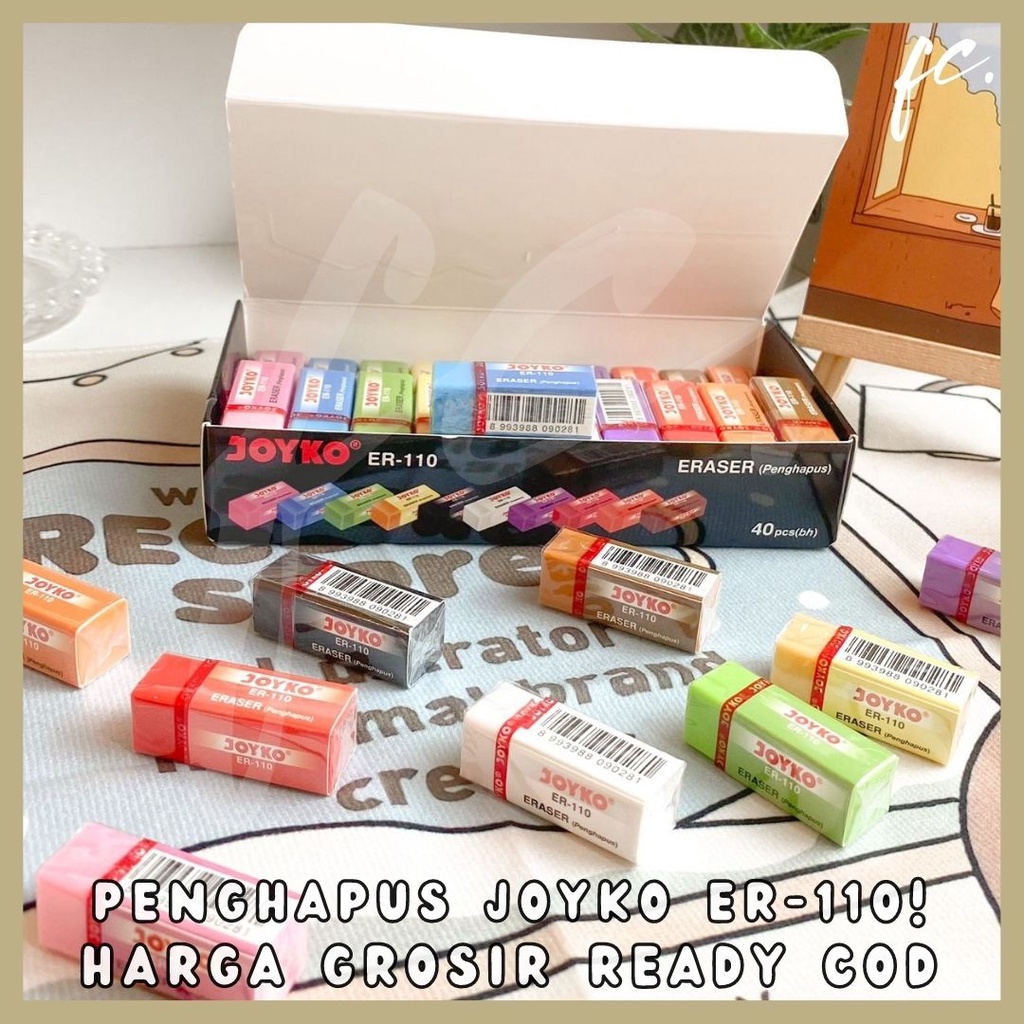 

Set 4 / 8 / 12 Pcs / 1 Lusin Penghapus JOYKO / Eraser ER-110 Original 100% Color Ecer Grosir COD