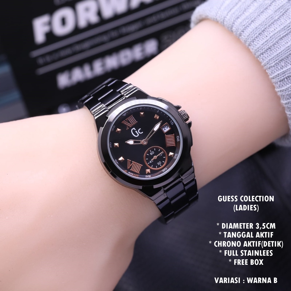 JAM TANGAN WANITA GC RANTAI BODY BULAT TANGGAL &amp; CHRONO AKTIF